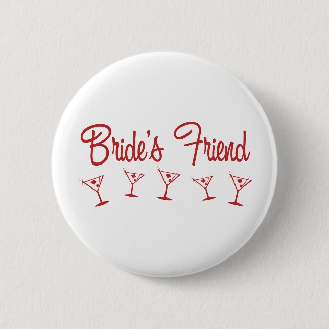 MultiMartini-BridesFriend-Red 2 Inch Round Button (Front)
