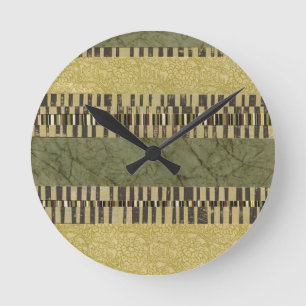 Multipatterned Panel Painting Round Clock