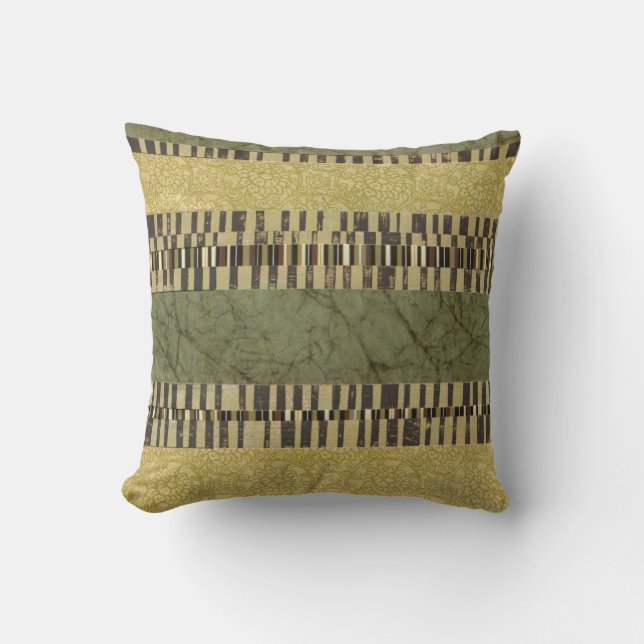 Multipatterned Panel Painting Throw Pillow (Front)