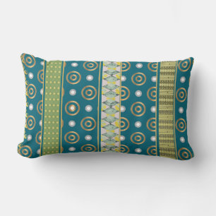 Multipatterns with Teal Background  Lumbar Pillow