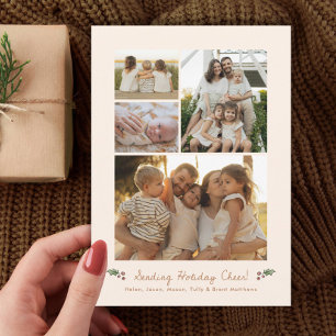 Multiphoto Sending Holiday Cheer Ivory Photo Card