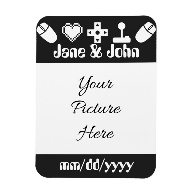 Multiplayer Mode in Black Save-the-Date Magnet (Vertical)