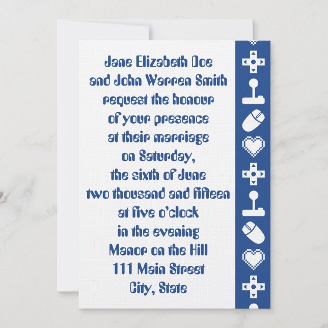Multiplayer Mode in Blue Wedding Invitation (Front)