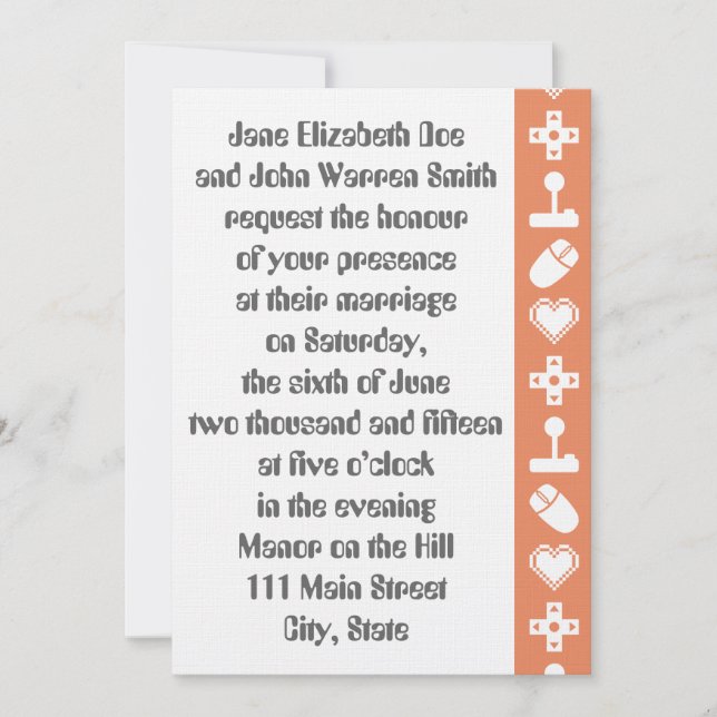 Multiplayer Mode in Coral Wedding Invitation (Front)