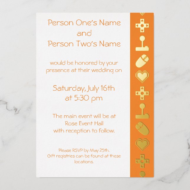 Multiplayer Mode in Orange Foil Invitation (Front)