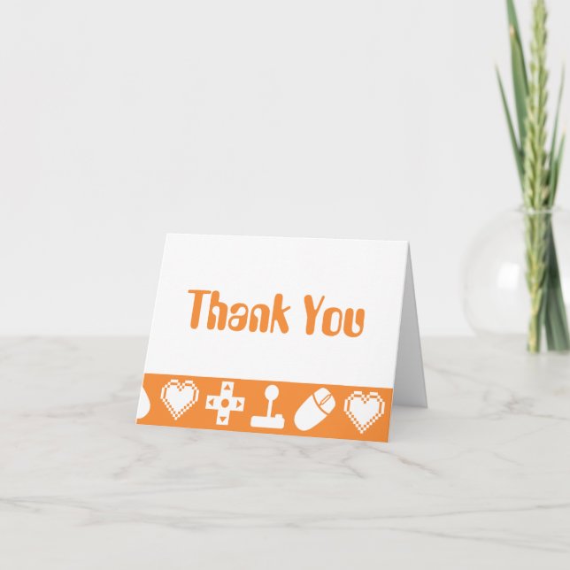 Multiplayer Mode in Orange Thank You Card (Front)