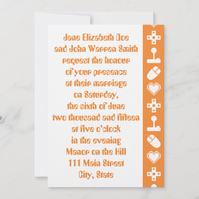 Multiplayer Mode in Orange Wedding Invitation (Front)