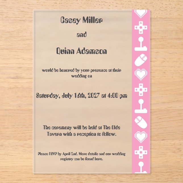 Multiplayer Mode in Petal Pink Acrylic Wedding  Invitations (Front)