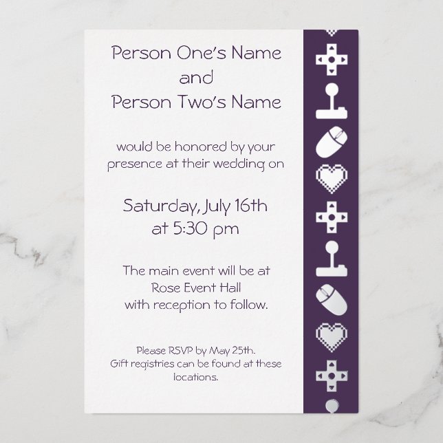 Multiplayer Mode in Purple Foil Invitation (Front)