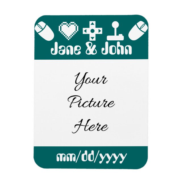 Multiplayer Mode in Teal Save-the-Date Magnet (Vertical)