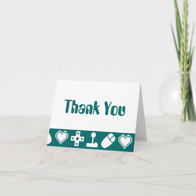 Multiplayer Mode in Teal Thank You Card (Front)