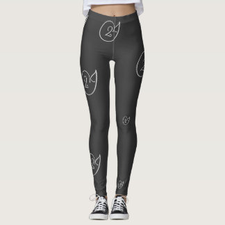Multiple '2J' Logo Grey Lettering Black Background Leggings