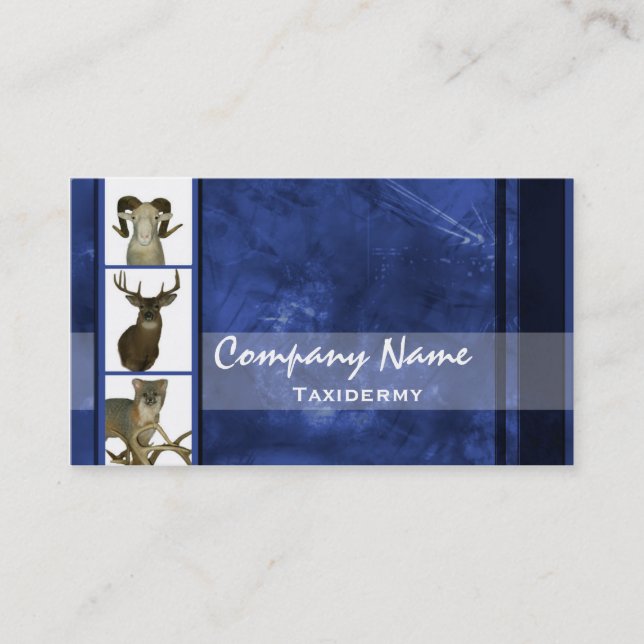Multiple Animal Taxidermy Business Cards ~ Blue (Front)