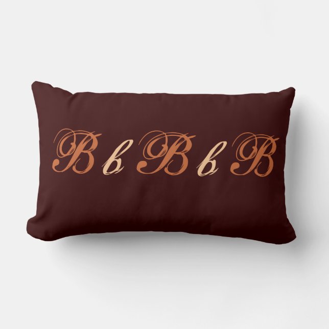 Multiple B Monogram in Brown and Beige Lumbar Pillow (Front)