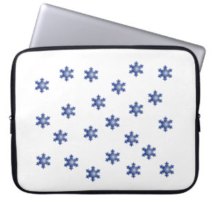 Multiple Blue Snowflake Starburst Laptop Sleeve