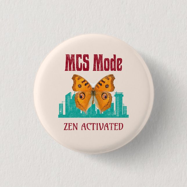 Multiple Chemical Sensitivity Awareness MCS Mode 1 Inch Round Button (Front)