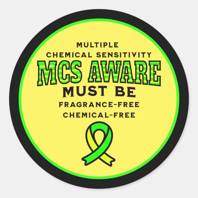 Multiple Chemical Sensitivity MCS Awareness  Classic Round Sticker (Front)
