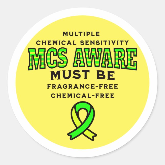 Multiple Chemical Sensitivity MCS Awareness  Classic Round Sticker (Front)