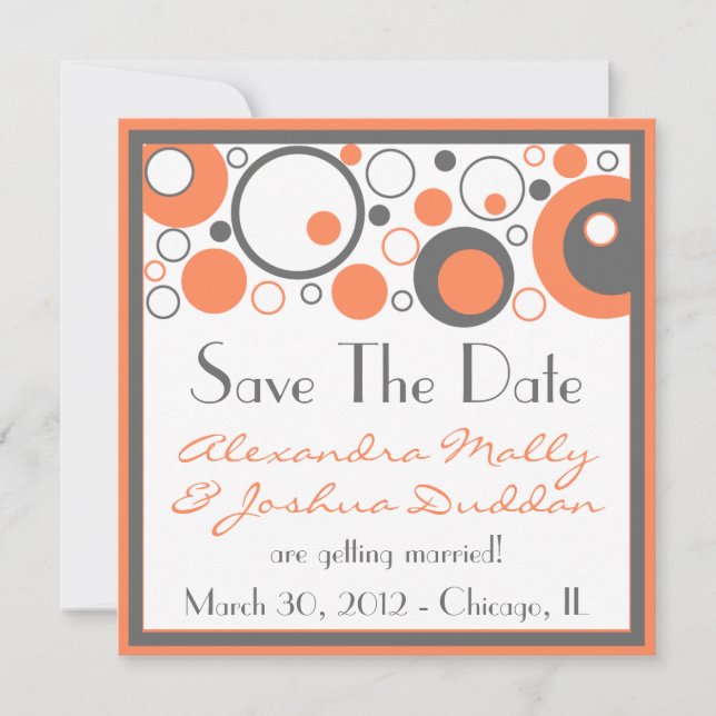 Multiple Circles Save The Date (Orange) (Front)