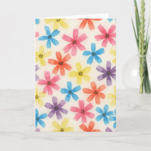 Multiple Coloured Floral Watercolor Blank Greeting Card
