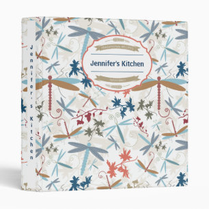 Multiple Colourful Dragonfly Pattern Name Binder
