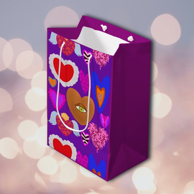 Multiple colourful hearts Valentine Medium Gift Bag (Creator Uploaded)