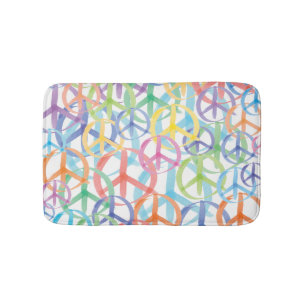 Multiple Colours of Peace Symbols Bath Mat