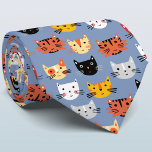 Multiple Cute Kitty Cats Blue Pattern Tie<br><div class="desc">Lots of adorable little kitty cat faces.  Purrfect for your favourite crazy cat person.</div>