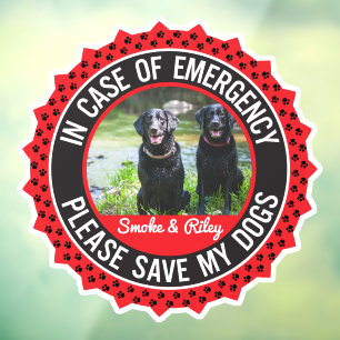 Multiple Dogs Safety Alert Custom First Responder Window Cling