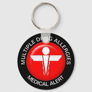 Multiple drug allergies medical alert keychain