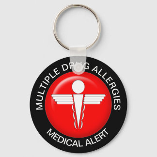 Multiple drug allergies medical alert keychain