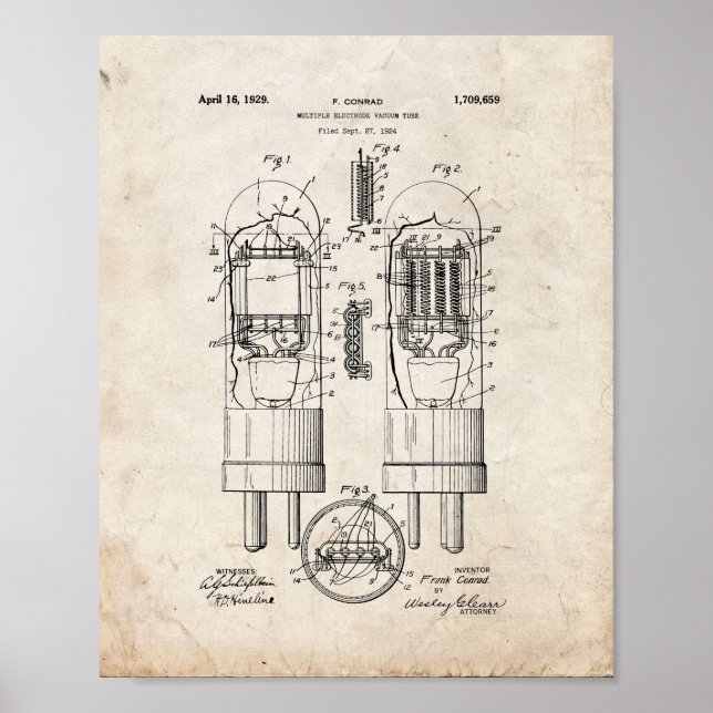 Multiple-electrode vacuum tube patent poster (Front)