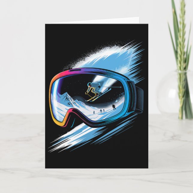 Multiple Exposure Art Skiing Mountain Ski Snow Win Card (Front)