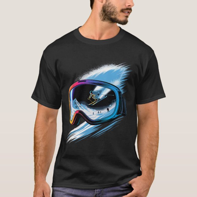 Multiple Exposure Art Skiing Mountain Ski Snow Win T-Shirt (Front)