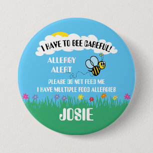 Multiple Food Allergy Alert Do Not Feed Bee 3 Inch Round Button
