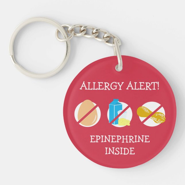 Multiple Food Allergy Alert Keychain (Front)