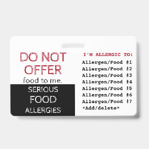Multiple Food Allergy Alert Label Badge