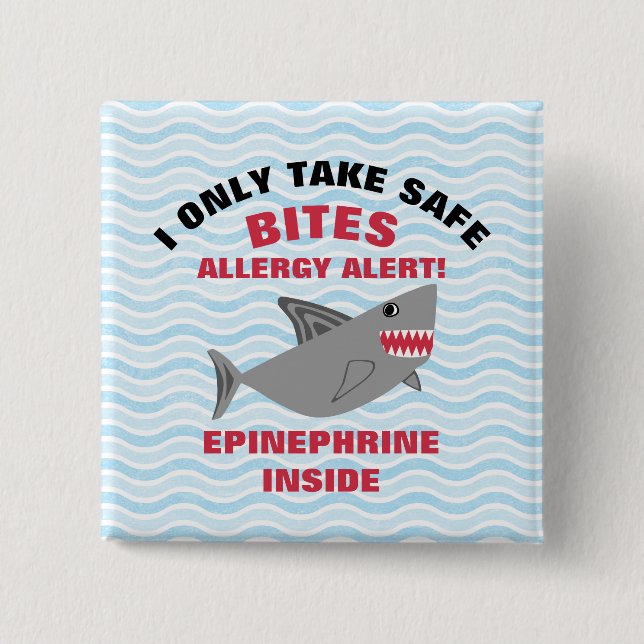 Multiple Food Allergy Alert Shark Button (Front)