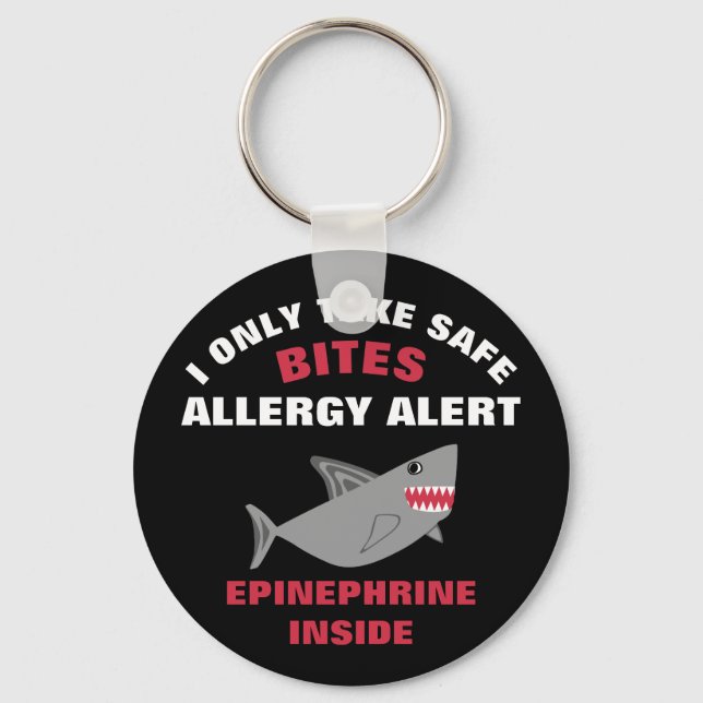 Multiple Food Allergy Shark Kids Personalized Keychain (Front)
