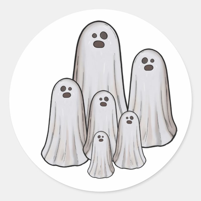 Multiple ghosts halloween classic round sticker (Front)