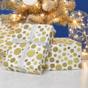 Multiple Golden Circles on White Background Wrapping Paper