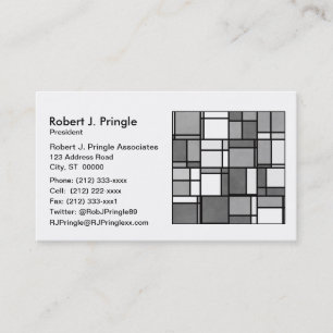 Multiple Grey White Mondrian Inspired Pattern Business Card