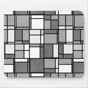 Multiple Grey White Mondrian Inspired Pattern Mouse Pad