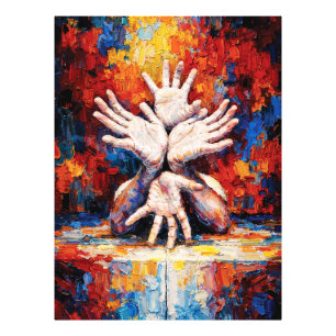 Multiple Hands Reaching Upward Expressive Abstract Photo Print