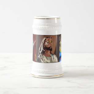 MULTIPLE JESUS IMAGES BEER STEIN