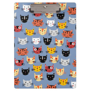 Multiple Kitty Cats Cute Pattern Blue Clipboard
