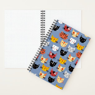 Multiple Kitty Cats Cute Pattern Blue Notebook