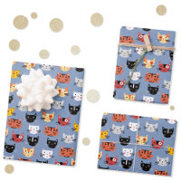 Multiple Kitty Cats Cute Pattern Blue