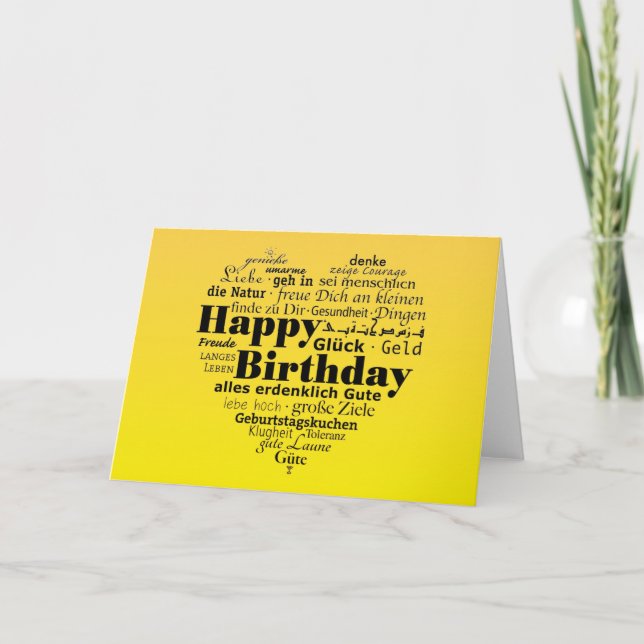 Multiple Language Birthday Wishing Card (Front)