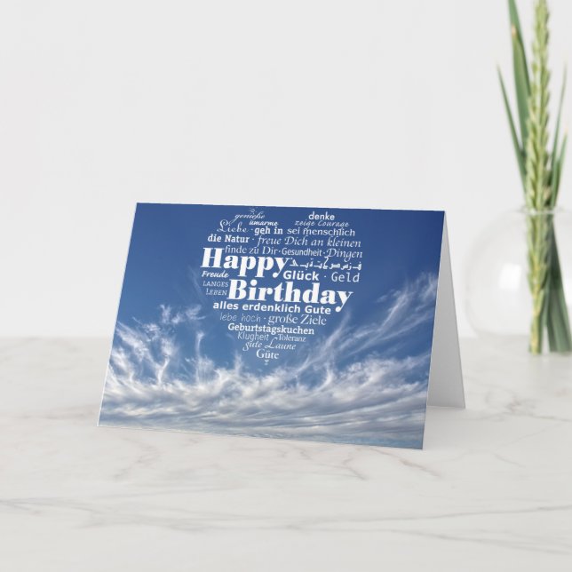 Multiple Language Birthday Word Cloud Card (Front)